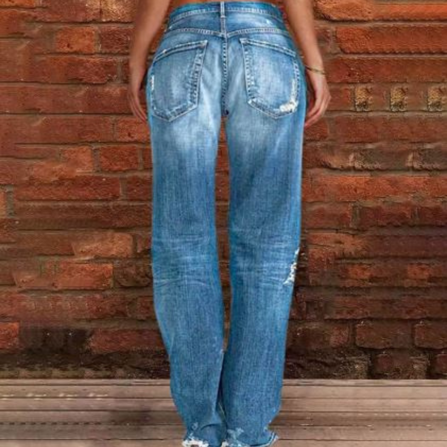 MANDALA™ | ZERRISSENE DENIM-HOSE MIT HOHER TAILLE
