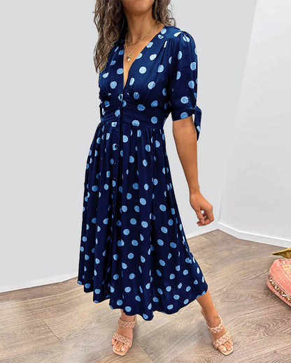 MEDEL™ | KLEID MIT V-AUSSCHNITT UND POLKA DOTS