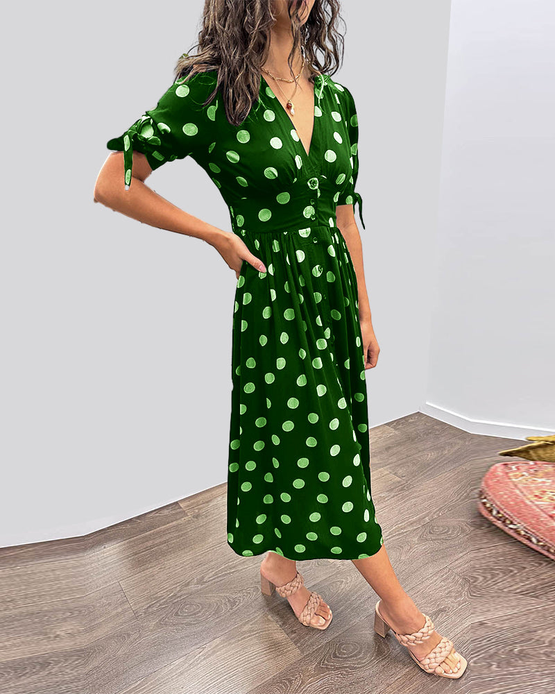 MEDEL™ | KLEID MIT V-AUSSCHNITT UND POLKA DOTS