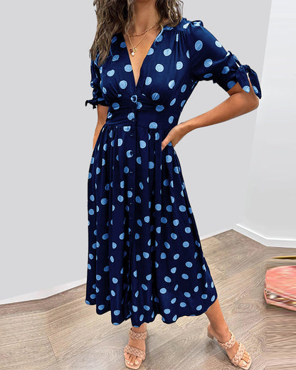 MEDEL™ | KLEID MIT V-AUSSCHNITT UND POLKA DOTS