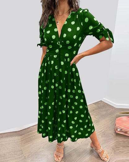 MEDEL™ | KLEID MIT V-AUSSCHNITT UND POLKA DOTS