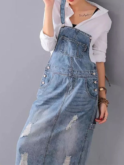 RAYA™ | DENIM OVERALL MAXIKLEID