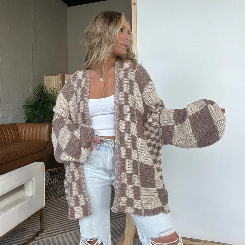 ARYA™ | KARIERTER STRICKCARDIGAN