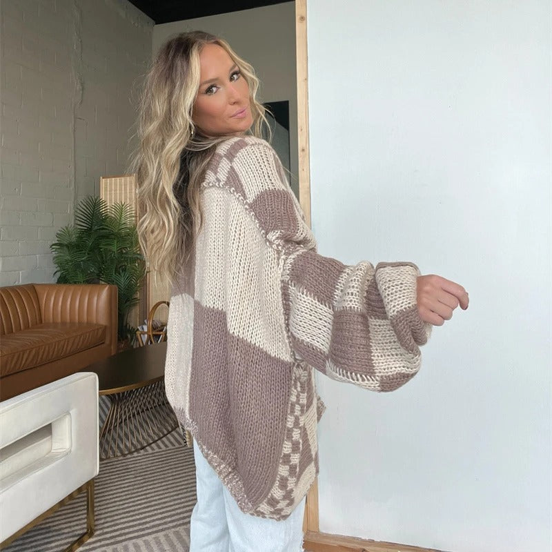 ARYA™ | KARIERTER STRICKCARDIGAN